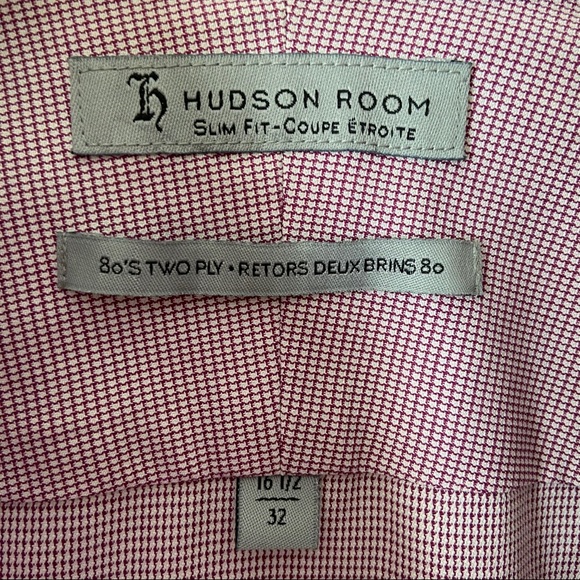 Hudson Room Mens Slim Fit Purple Shirt, 16 1/2, 32 - Picture 5 of 5